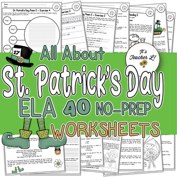 Preview of St. Patrick's Day ELA Worksheets (4th|5th|6th) EASEL | GOOGLE SLIDES | DIGITAL