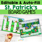 St. Patrick's Day Editable Board Games Auto-Fill for Sight