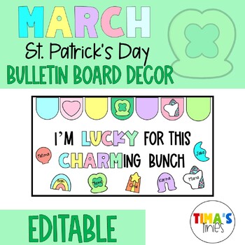 Preview of St. Patrick's Day Editable Bulletin Board and Door Decor | March Bulletin Board