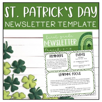 Preview of St. Patrick's Day Editable Classroom Newsletter | March