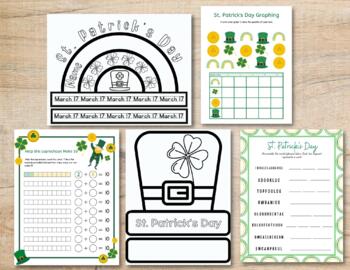Preview of St. Patrick's Day Elementary Bundle | Math | Arts | Paper Hats | Word Unscramble