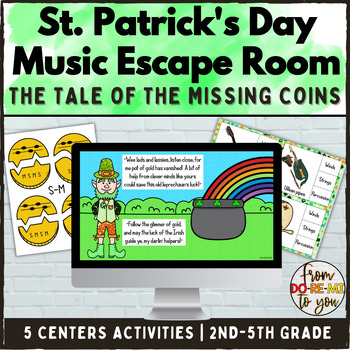 Preview of St. Patrick's Day Elementary Music Escape Room - Tale of the Missing Coins