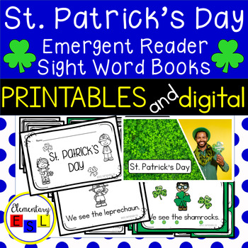 Preview of St. Patrick's Day Emergent Reader Sight Word Books with Predictable Text