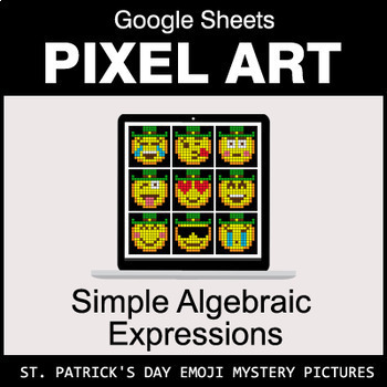 Preview of St. Patrick's Day Emoji - Algebra: Simple Algebraic Expressions - Google