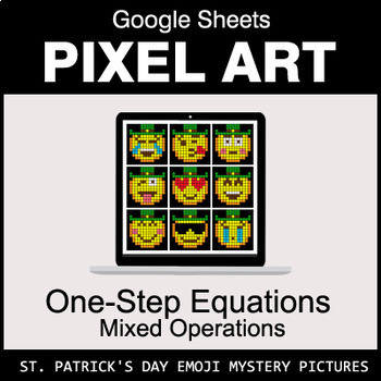 Preview of St. Patrick's Day Emoji - One-Step Equations - Mixed Operations - Google