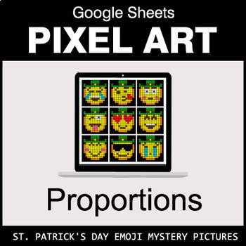 Preview of St. Patrick's Day Emoji - Ratios & Proportions - Google Sheets Pixel Art