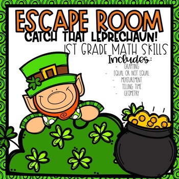 Preview of St. Patrick's Day Escape Room 1st grade Math Skills