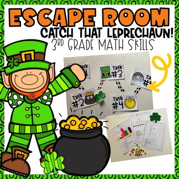 Preview of St. Patrick's Day Escape Room l 3rd grade Math Skills
