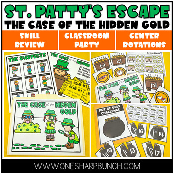 Preview of St. Patrick's Day Escape Room Activities and Centers | St. Patrick's Party Games