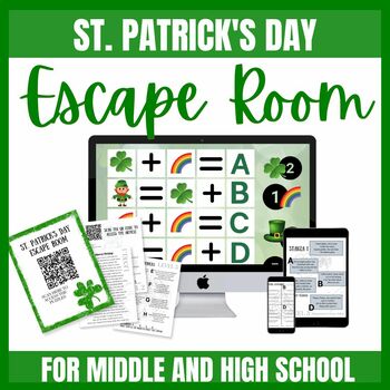 Preview of St. Patrick's Day Escape Room Activity for Middle and High School English