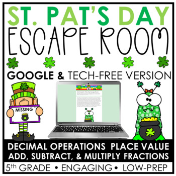 Preview of St. Patrick's Day Math Escape Room | Distance Learning