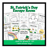 St. Patrick's Day Escape Room | ELA and Math | Grades K - 6