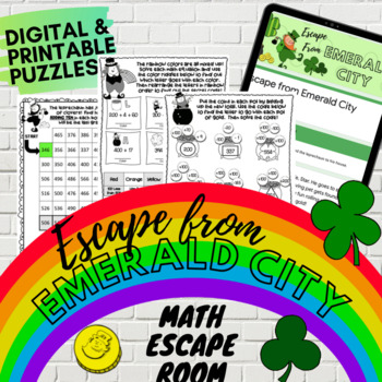 Preview of St Patrick's Day Escape Room - Interactive Math Puzzles