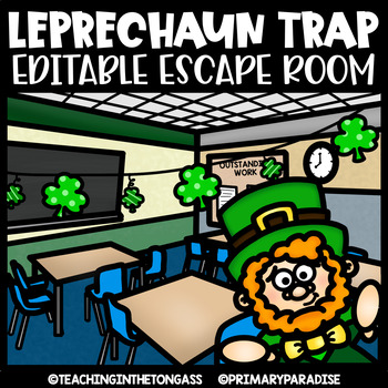 Preview of St.Patrick's Day Escape Room Math & ELA Printable Activities