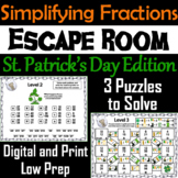St. Patrick's Day Escape Room Math: Simplifying Fractions 