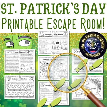 Preview of St. Patrick's Day Escape Room- Printable No-Prep St. Patrick's Day Activities!