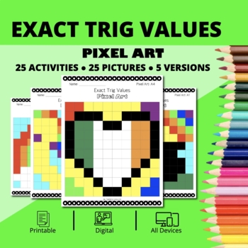 Preview of St. Patrick's Day: Exact Trig Values Pixel Art Activity