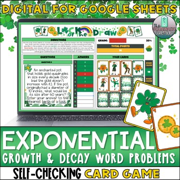 Preview of St. Patrick's Day Exponential Growth & Decay Word Problems Digital Game Activity