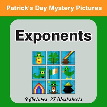 St. Patrick's Day: Exponents - Color-By-Number Math Mystery Pictures
