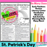 St. Patrick's Day Reading Activity Word Search Puzzle Info