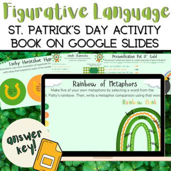 Preview of St. Patrick's Day Figurative Language Activities Google Slides Simile Metaphor +