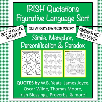 Preview of St. Patrick's Day: Figurative Language Cut-and-Paste Activity