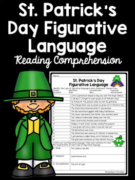 Preview of Saint Patrick's Day Figurative Language Identification Worksheet, March