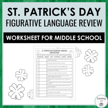 Preview of St. Patrick's Day Figurative Language Review Worksheet for Middle School