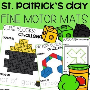Preview of St. Patrick's Day Fine Motor Math Mats for Preschool, Pre-K, and Kindergarten