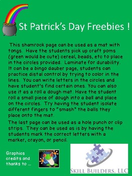 Preview of St. Patrick's Day Fine Motor No Prep Freebie