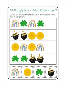 Preview of St. Patrick's Day Finish the Pattern Worksheet