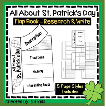 Preview of St. Patrick's Day Flap Book, Flip Book Research Project, March Activity