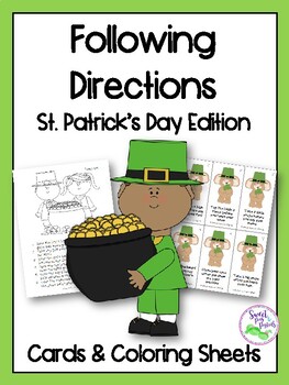 Preview of St. Patrick's Day Following Directions Cards & Coloring Sheets