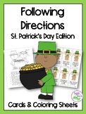 St. Patrick's Day Following Directions Cards & Coloring Sheets