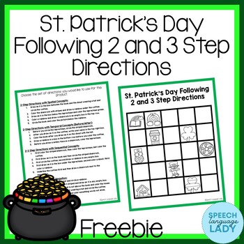 Preview of St. Patrick's Day Following Directions FREEBIE