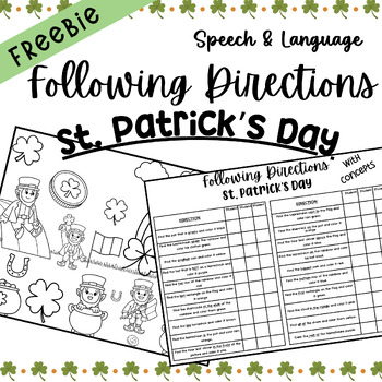 Preview of St. Patrick's Day Following Directions Freebie