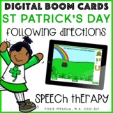 St. Patrick's Day Following Directions Speech Therapy Boom Cards