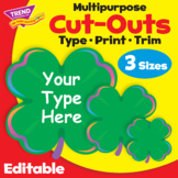 St. Patrick's Day Four-Leaf Clover Decor Editable Cut-Outs