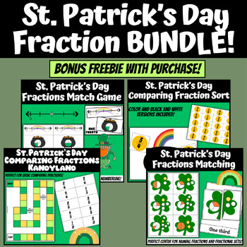 Preview of St. Patrick's Day Fraction BUNDLE|March Comparing Fractions|Numberline|Sorting
