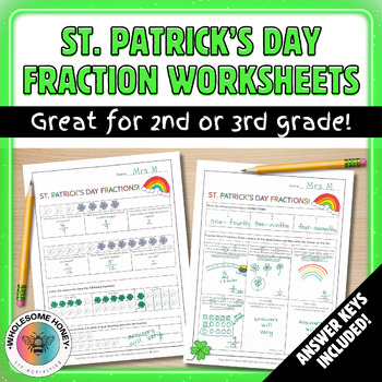 Preview of St. Patrick's Day Math Fraction Worksheets- Great for 2nd Grade or 3rd Grade!