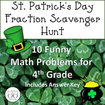 Preview of St. Patrick's Day Fraction Math Scavenger Hunt for 4th Grade Game