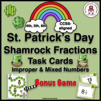 Preview of St. Patrick's Day Fraction Task Cards & Bonus Game