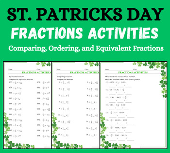 Preview of St. Patrick's Day Fractions Comparing, Ordering, Equivalent Fractions Worksheet