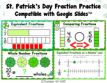 Preview of St. Patrick's Day Fractions Practice compatible with Google Slides™ 3.NF.A.3 3rd