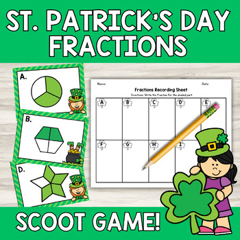 Preview of St. Patrick's Day Fractions Scoot Game Task Cards 2nd 3rd Grade Math Center