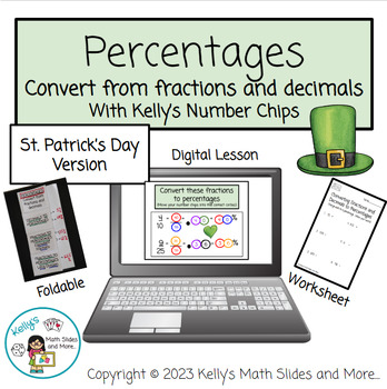 Preview of St. Patrick's Day Fractions to Decimals to Percentages  - Digital and Printable