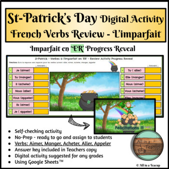 Preview of St-Patrick's Day French Verbs Imparfait ER Review Progress Reveal