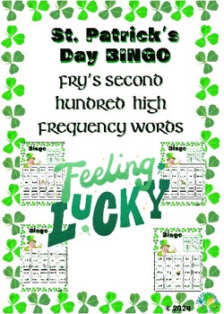 Preview of St. Patrick's Day Fry SECOND High Frequency Word BINGO