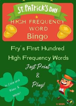 Preview of St. Patrick's Day Fry's First Hundred High Frequency Word BINGO