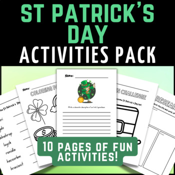 Preview of St Patrick's Day Fun Activities Worksheet Pack Early Finishers | 10 pages